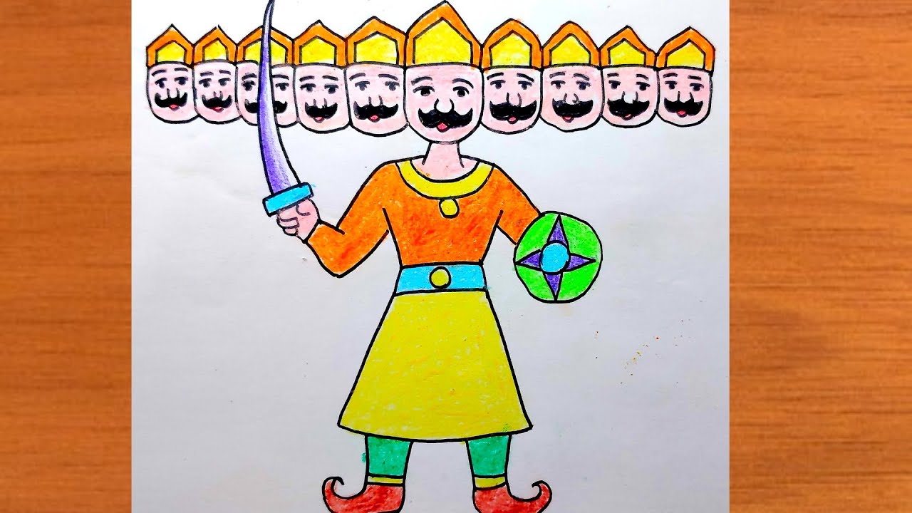 Dussehra Drawing | How to Draw Ravan Step by Step | Ravan Colouring drawing | Drawing kaise Banaen