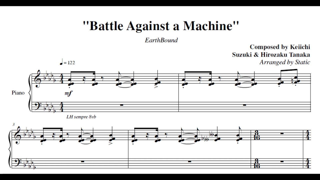 Battle Against A Machine Earthbound Piano Sheet Music Youtube