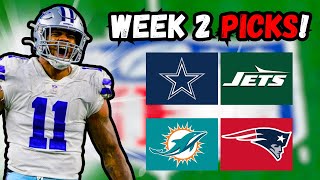 NFL WEEK 2 PICKS AND PREDICTIONS! UPSETS OF THE WEEK, PLAYERS TO WATCH, AND MORE!