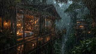 Night Rain Echoes Around a Forest Hideout 🌲 | Calm Ambience for Sleeping (ASMR)