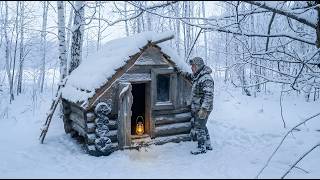 Hiding in a Log Cabin Underground During a Blizzard | This Shelter Saved me from SNOWSTORM