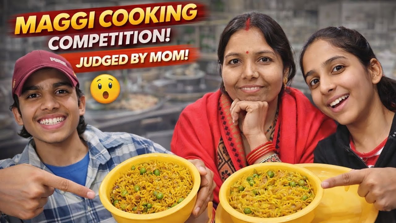 My First YouTube Video | Maggi Cooking Competition | Mom as Judge👩‍🍳🍜 | ShriishDiaries 