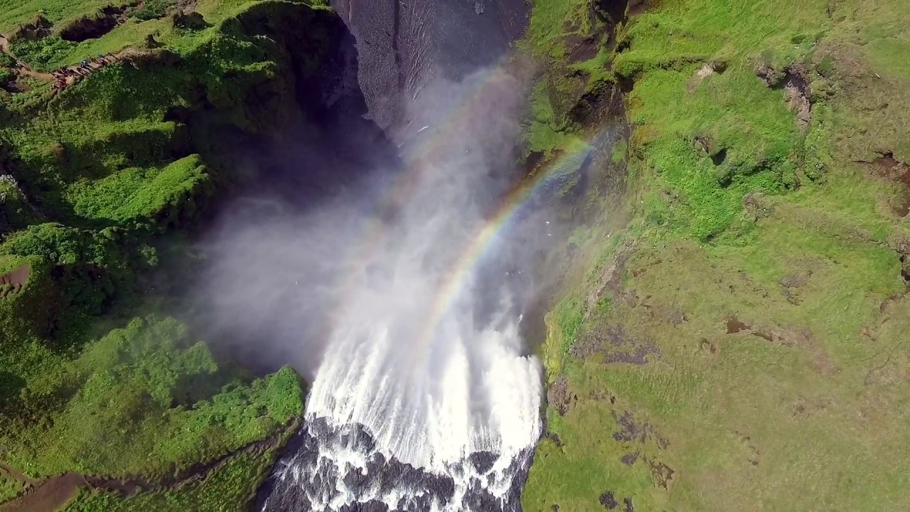 Skógafoss Waterfall Iceland (Drone Footage)