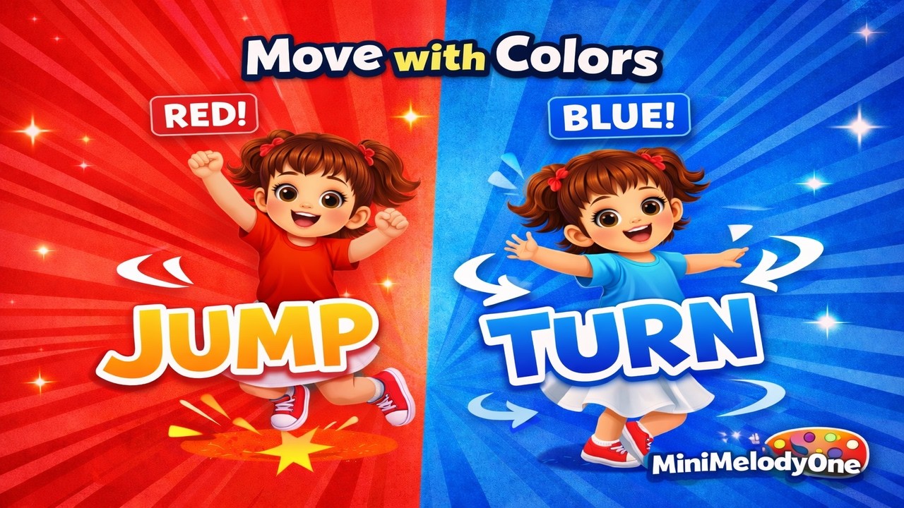 Move with Colors 🎨 | Jump & Turn | Red & Blue Action Song