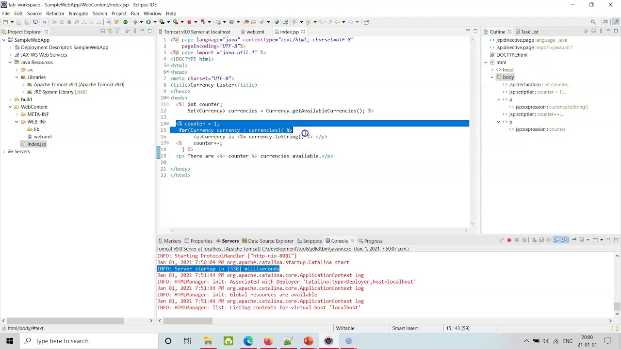 Modifying the JSP code - YouTube