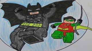 The Lego Batman colouring Pages with Batman and Robin Coloring to Learn Colours For Kids