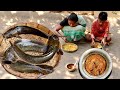 tribe village women fishing CAT FISH and cooking fish curry in steam hot rice || rural village india