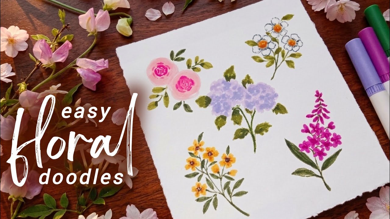 5 простых цветочных зарисовок, которые можно попробовать сегодня | Цветы, нарисованные кистью