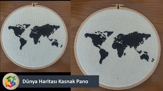 Kaneviçe Dünya Haritası Kasnak Pano