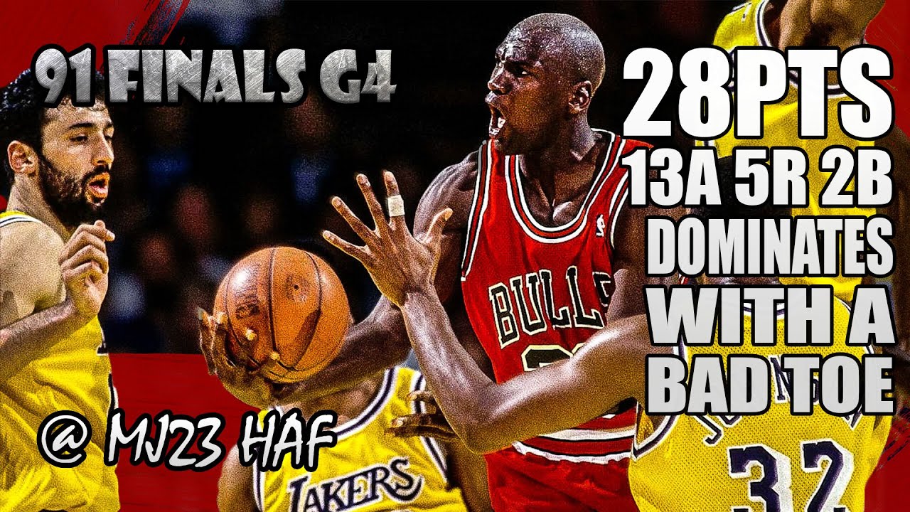Michael Jordan Highlights vs Lakers (1991 Finals Game 4) – 28pts, Dominates the GAME with a BAD TOE!
