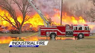 Huge fire burns at Wayne County industrial facility, sending smoke for miles