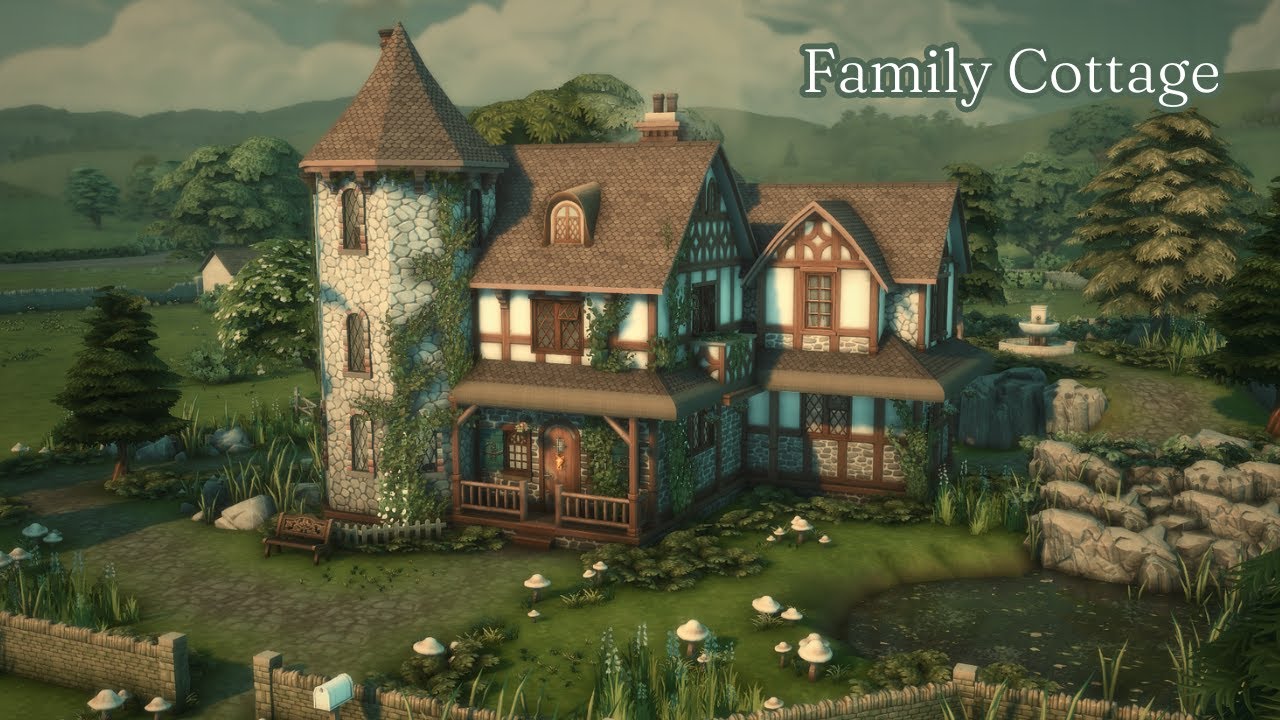 Building an 8 Sim cottage with my Favorite Packs (The Sims 4 Limited Pack SpeedBuild No CC)