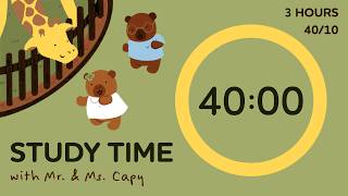 Study with Mr. & Ms. Capy | 3 Hour Pomodoro (40/10 min) | Cheerful Classical Music