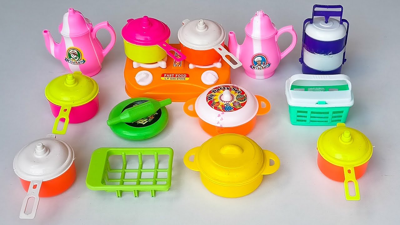 Diy unboxing Amazing mini kitchen set Unboxing Plastic Kitchen Pots