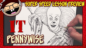 Lesson Preview: How to Draw PENNYWISE THE CLOWN (IT [1990] TV Series) | Super Speed Time Lapse Art