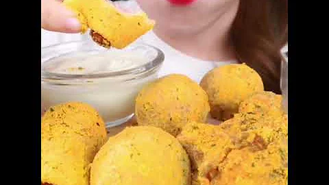 LESA ASMR 레사 She's eating fried chicken, cheese balls, and corn dogs