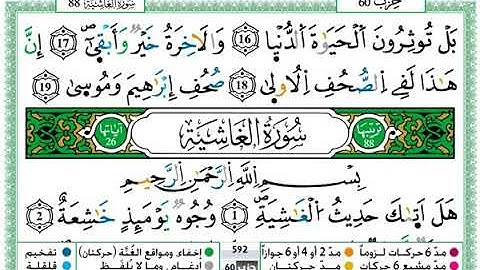 سورة الغاشية مكتوبة برواية ورش بصوت حمزة الجزائري