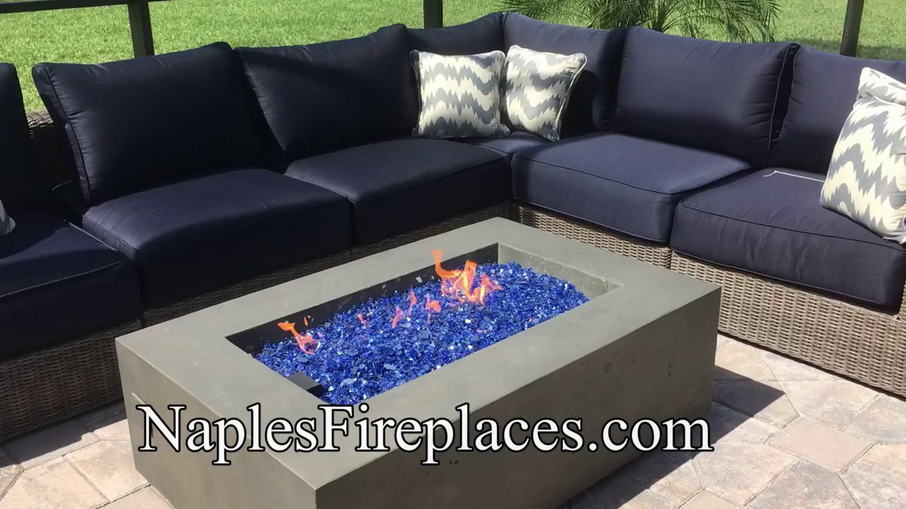 Fire Table with blue fire glass YouTube