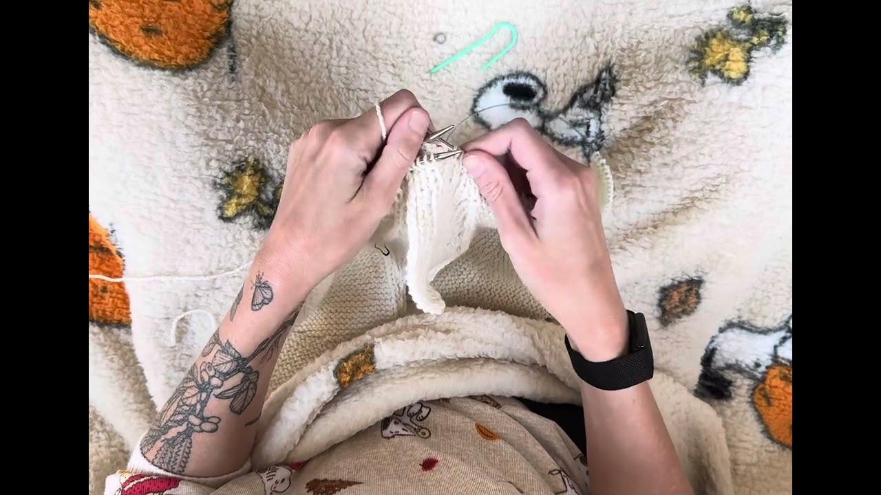 Joining the fronts of the Lauren Sweater