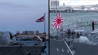 【一般公開in晴海】日没の護衛艦「むらさめ」と英国海軍「モントローズ」