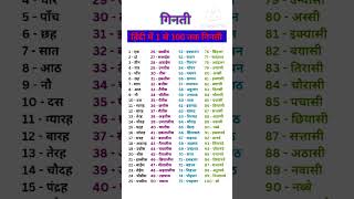 हिन्दी मे 1 से 100 तक गिनती|ginti in hindi|1 se 100 tak ginti hindi me #shorts#trending #trend