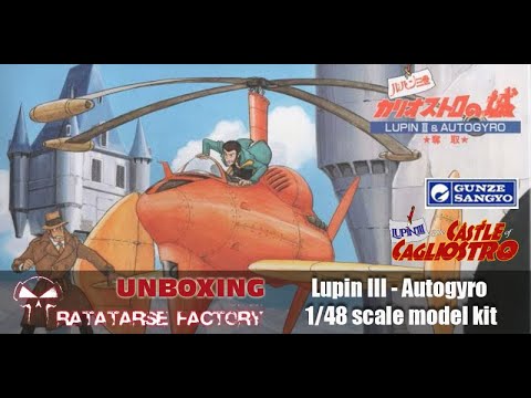 Lupin III & Autogyro: a scene from "The Castle of Cagliostro" in 1/48 scale, by Gunze Sangyo