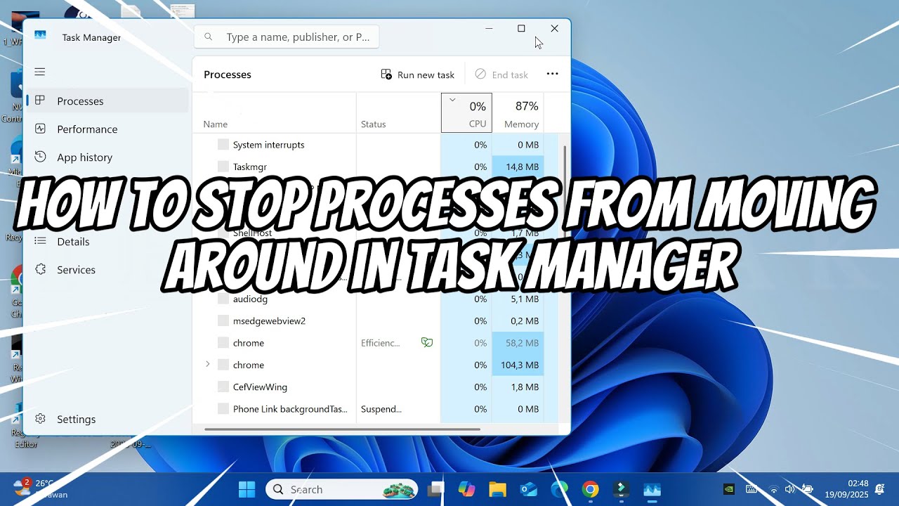 Task Manager Stop Process How to Stop Processes From Moving Around in Task Manager - YouTube