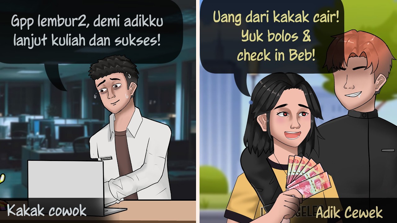 Adik Cewek Lucknut! Uang Kuliah dipake dugem & pacaran | Kartun Animasi Drama sandwich generation