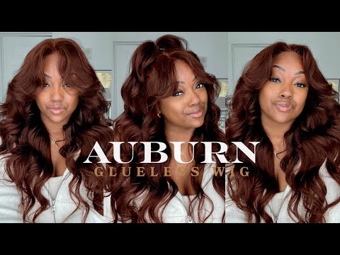 The Perfect Fall Hair | 20” Auburn Brown Loose Wave Glueless Wig Install ft. Unice Hair