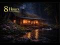 Night Rain on Cabin Roof for Deep Sleep Dark Screen 8 Hours
