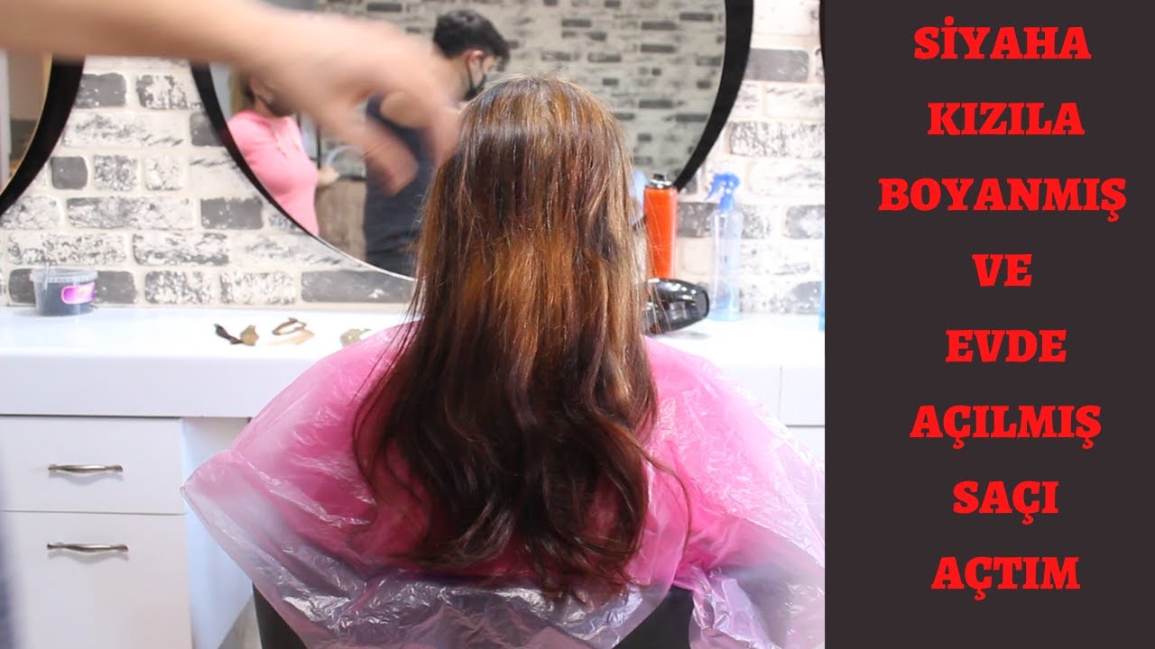 siyah ve kızıla boyanmış😲 ve evde  açılmış bir saçla mücadelemiz😎