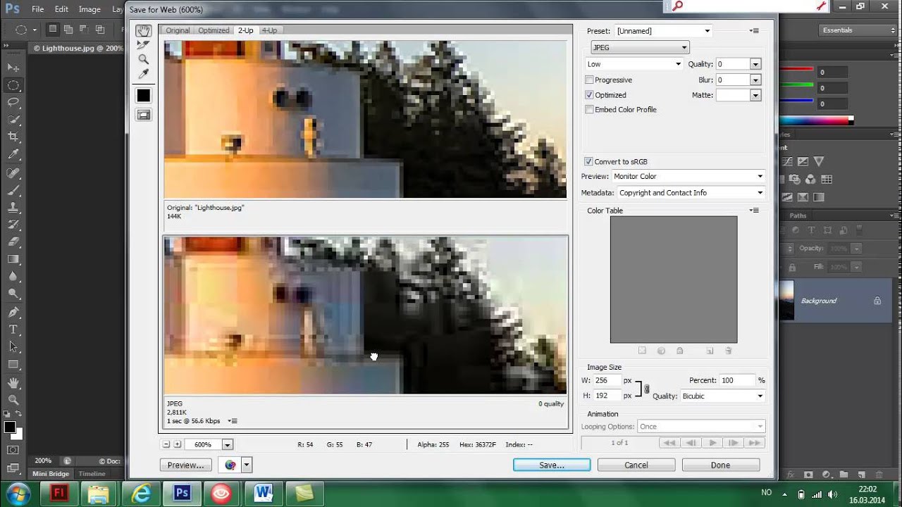 Photoshop - Image Size, Save for Web og Crop