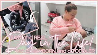 RAW and REAL | A Stay at home Mom&#39;s DAY IN THE LIFE with a TODDLER and a NEWBORN!