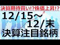 【12/15(火)～12/末決算注目銘柄】好決算先取り、株価上昇の期待、成長株、グロース株、決算スケジュール、株式投資のご参考に