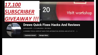 YouTube Giveaway! Thank You 17,100 Channel Subscribers -Gear Wrench Give Away For SUBSCRIBERS