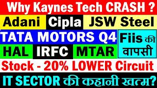 Kaynes Tech CRASH🔴MTAR🔥🔴IRFC Q4🔴Tata Motors Q4🔴HAL🔴Adani🔴Fiis Diis Data🔴IT Stocks🔴Ai🔴Cipla🔴JSW Steel