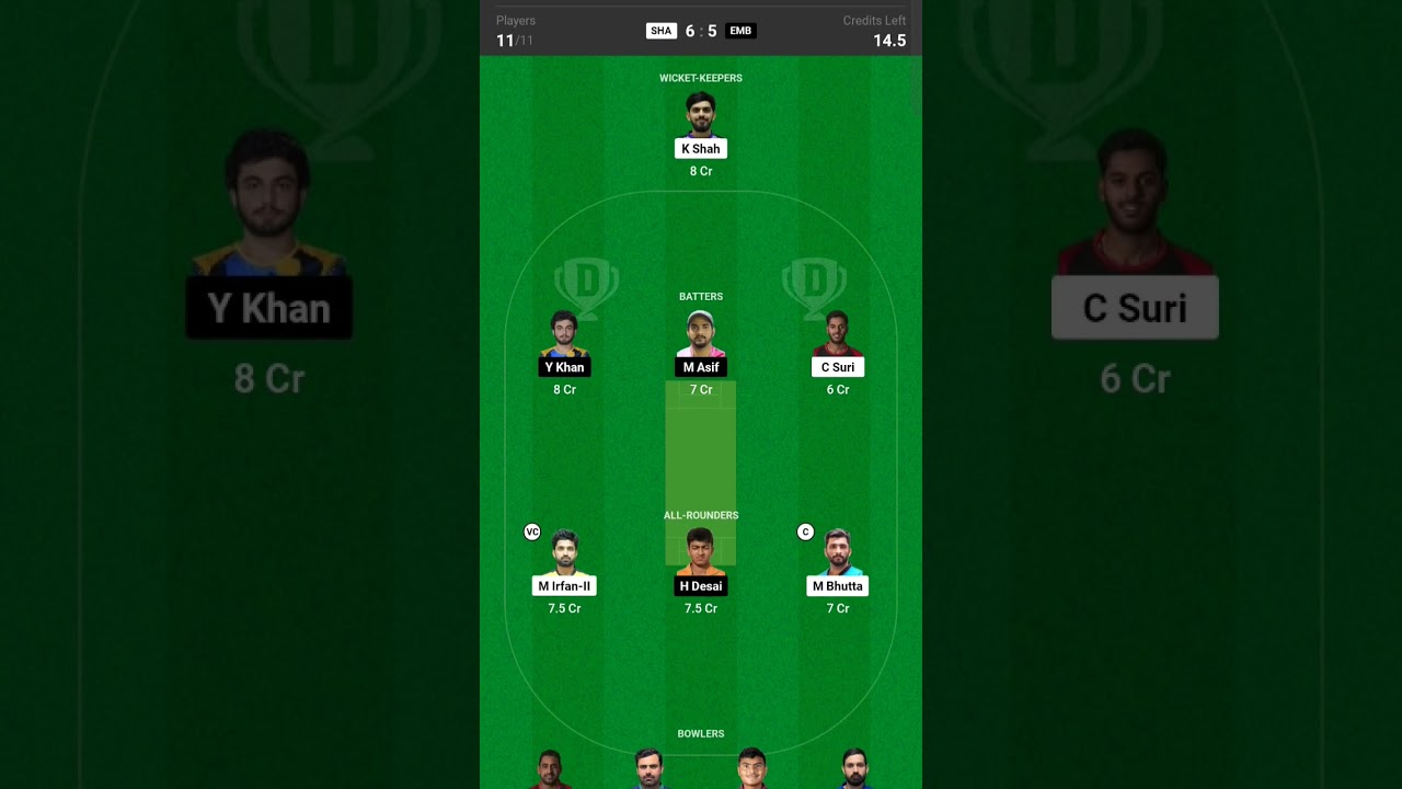 sha vs emb dream dream11 prediction