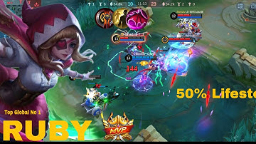 Ruby!! Deathly comback😱 With spellvamp🔥 Build Top global Ruby - MLBB