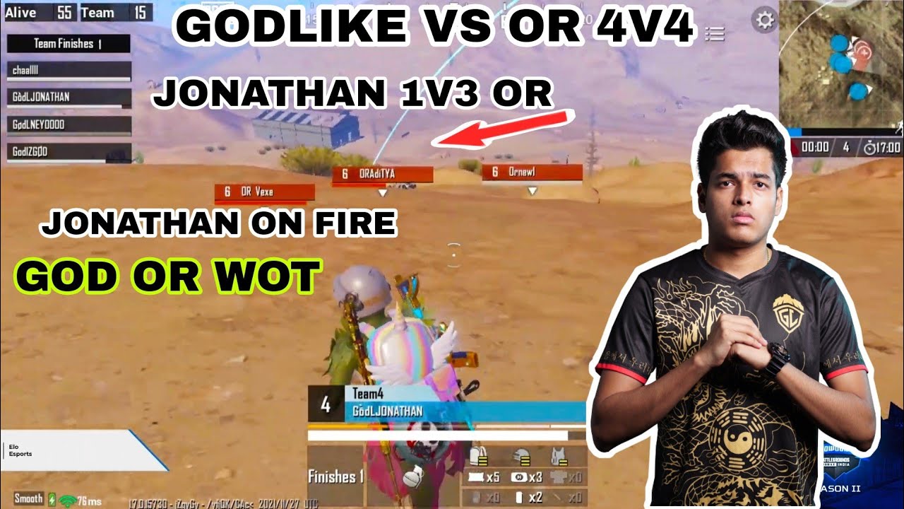 JONATHAN 1V3 OR 💥 JONATHAN ON FIRE 💥 GODLIKE VS OR 4V4 FIGHT