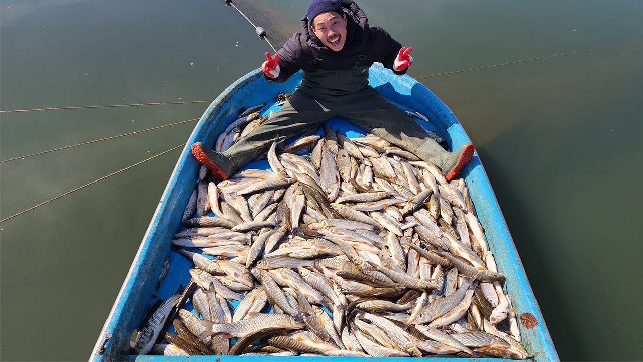 고기만 75kg!! 그물 들기 힘들 정도로 잡은 고기를 푹 삶아서 먹어보겠습니다!