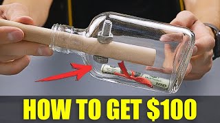 Solving the IMPOSSIBLE BOTTLE Puzzle | 100$ in Bottle