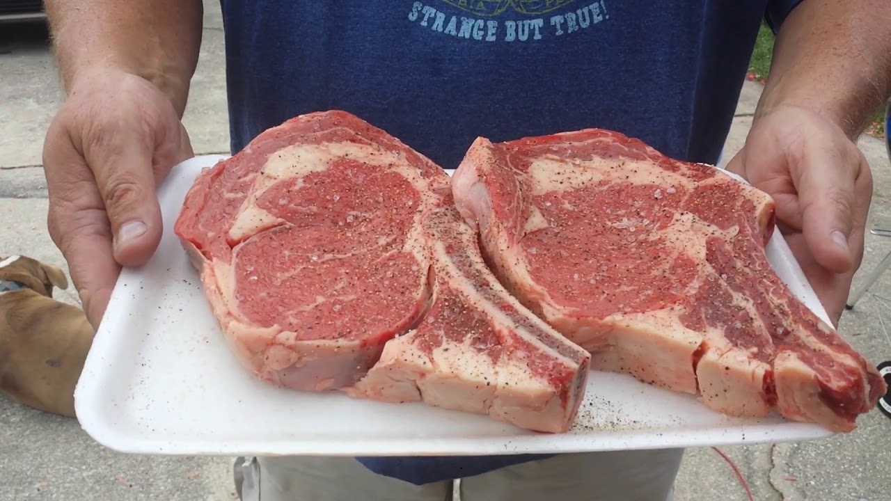 Ribeye Steaks on the Santa Maria Grill Accessory - YouTube