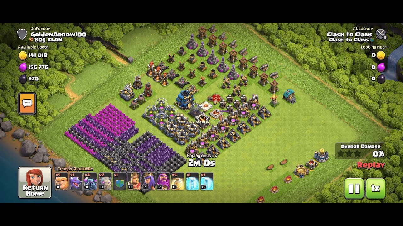 Golden Arrow vs Clash to Clans | COC Defenseless Town Hall 12 Classic Scenery Attack | Video 9