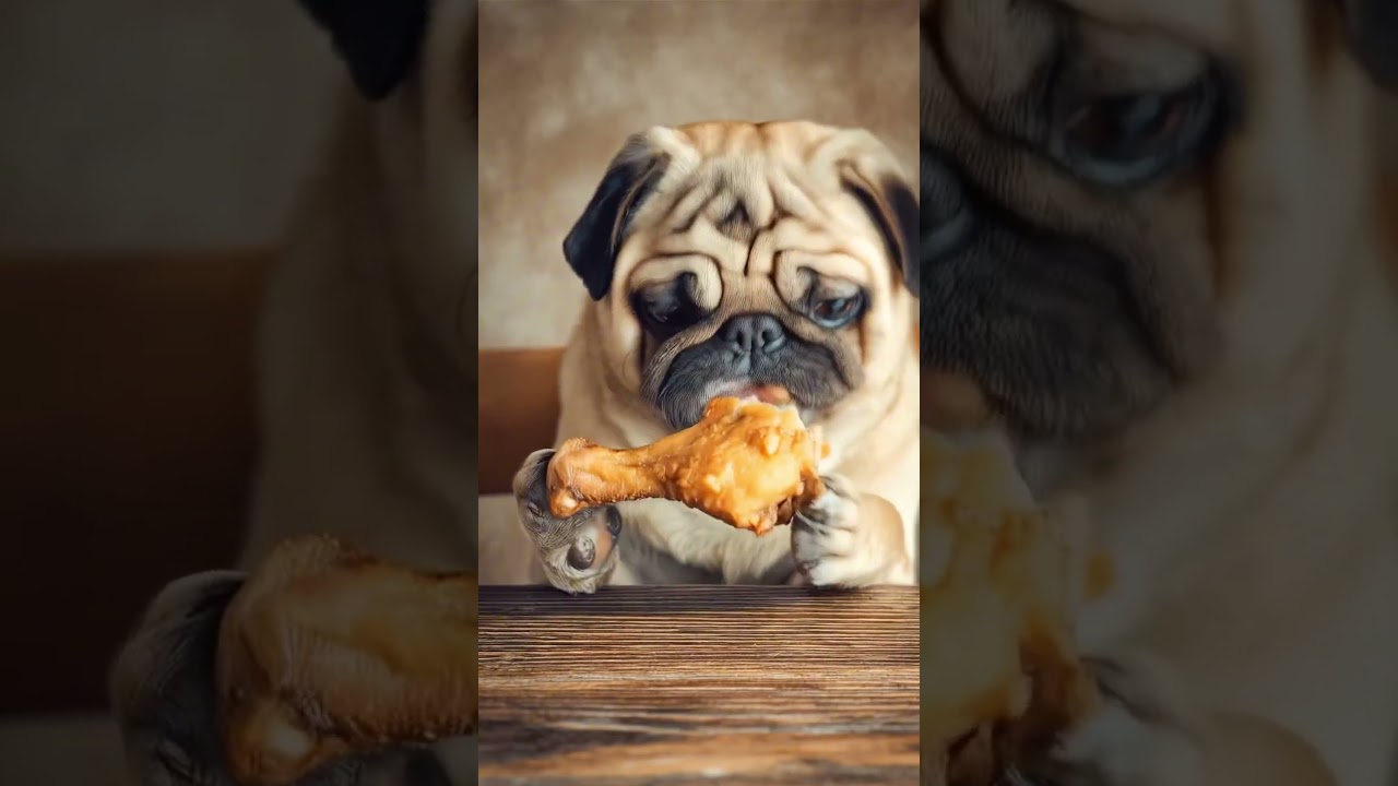 [Pupu’s PugPug] Pug Eats Fried Chicken Mukbang 🐶🍗 