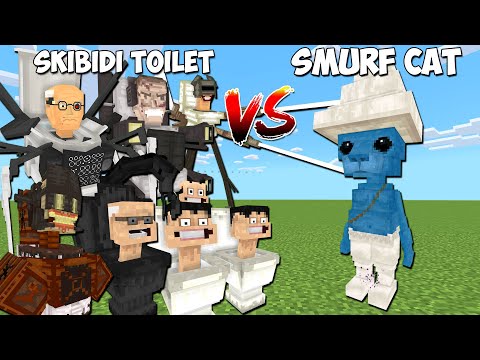 SKIBIDI TOILET VS SMURF CAT IN MINECRAFT MOB BATTLE