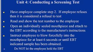 Breath Alcohol Technician DOT Training Guidelines