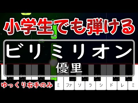 【超かんたん】小学生でも弾ける『ビリミリオン』優里【ゆっくり右手のみ】