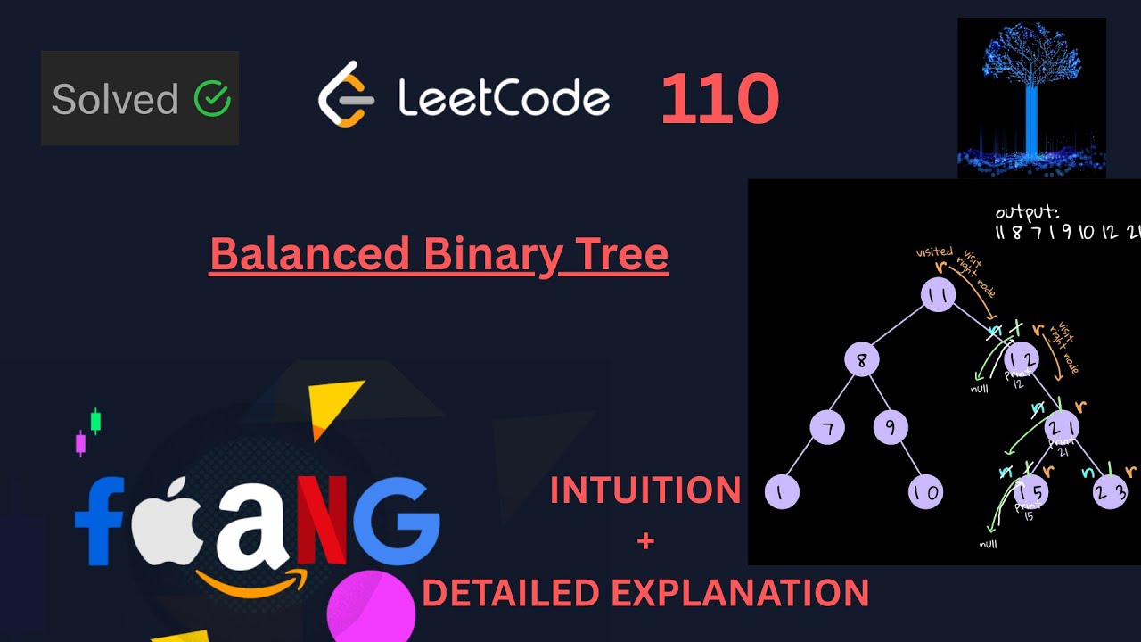 Leetcode 110 | Balanced Binary Tree | Optimal O(n) Solution Explained ...