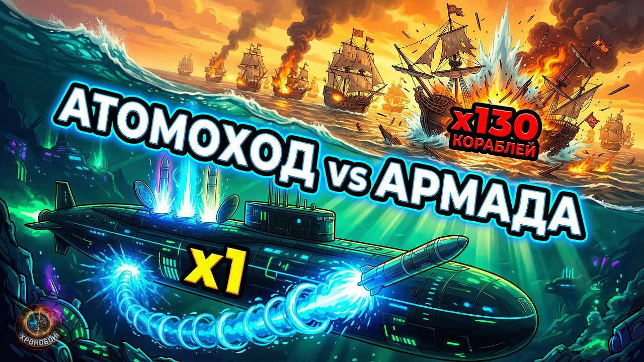 ЧТО ЕСЛИ 1 ЯДЕРНАЯ ПОДЛОДКА "БОРЕЙ" против ФЛОТА ИСПАНСКОЙ АРМАДЫ 1588? | 200 кораблей vs 16 ракет