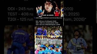 India's biggest defeat in each format (by runs) #@ABCricinfo #@ABCricinfo #cricketshorts